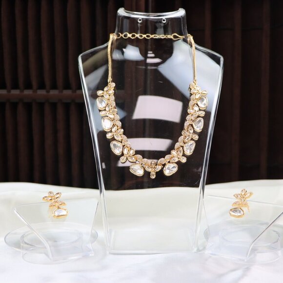 Graceful Brass Kundan Necklace & Earrings Set, JP43 - Picture 10 of 12